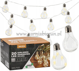 Żarówki Girlanda świecąca solarna 20 LED ciepły biały