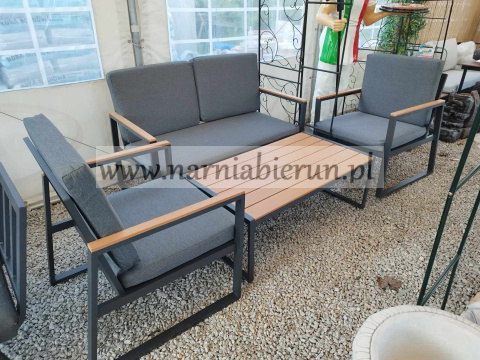 Meble ogrodowe aluminiowe sofa + 2 fotele + stolik POWYSTAWOWY