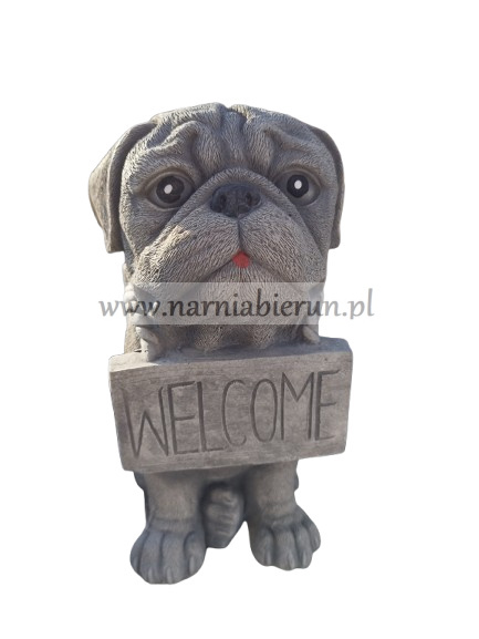 Figurka betonowa PIES BULDOG WELCOME 28 cm