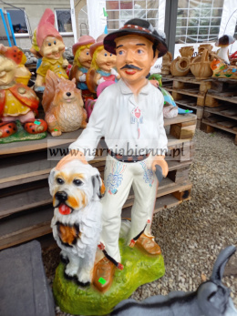 Góral z psem figurka z żywicy ozdoba ogrodowa 100 cm