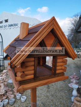 Karmnik drewniany dla ptaków do ogrodu CHATKA