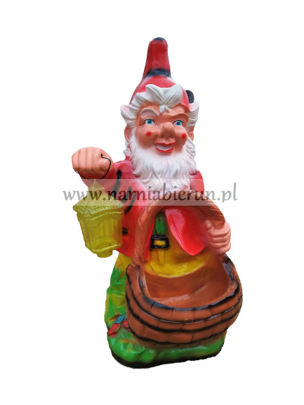 Figurka z żywicy Krasnal latarnik z koszem 80 cm