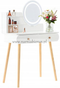 Toaletka kosmetyczna biała z lustrem i oświetleniem POWYSTAWOWA