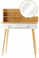 Toaletka kosmetyczna drewniana z lustrem i oświetleniem