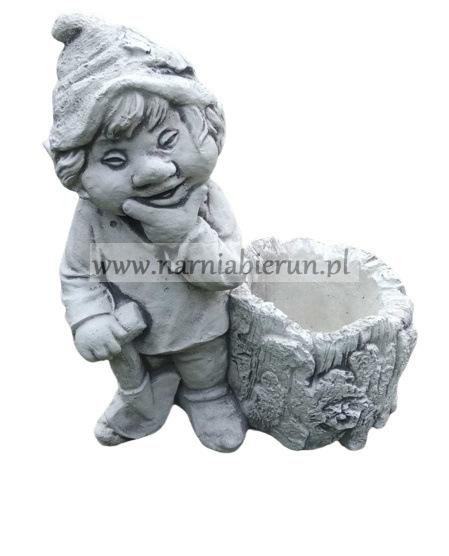 Figurka betonowa SKRZAT TROLL Z DONICZKĄ 31 cm