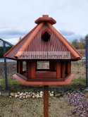 Karmnik drewniany dla ptaków do ogrodu BUDKA LĘGOWA DUŻY